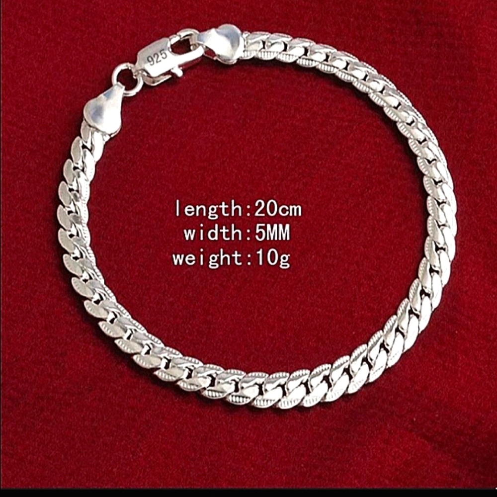 🌟New S925 Unisex Sterling Silver 5MM Bracelet / Ankle Bracelet Miami Cuban Link